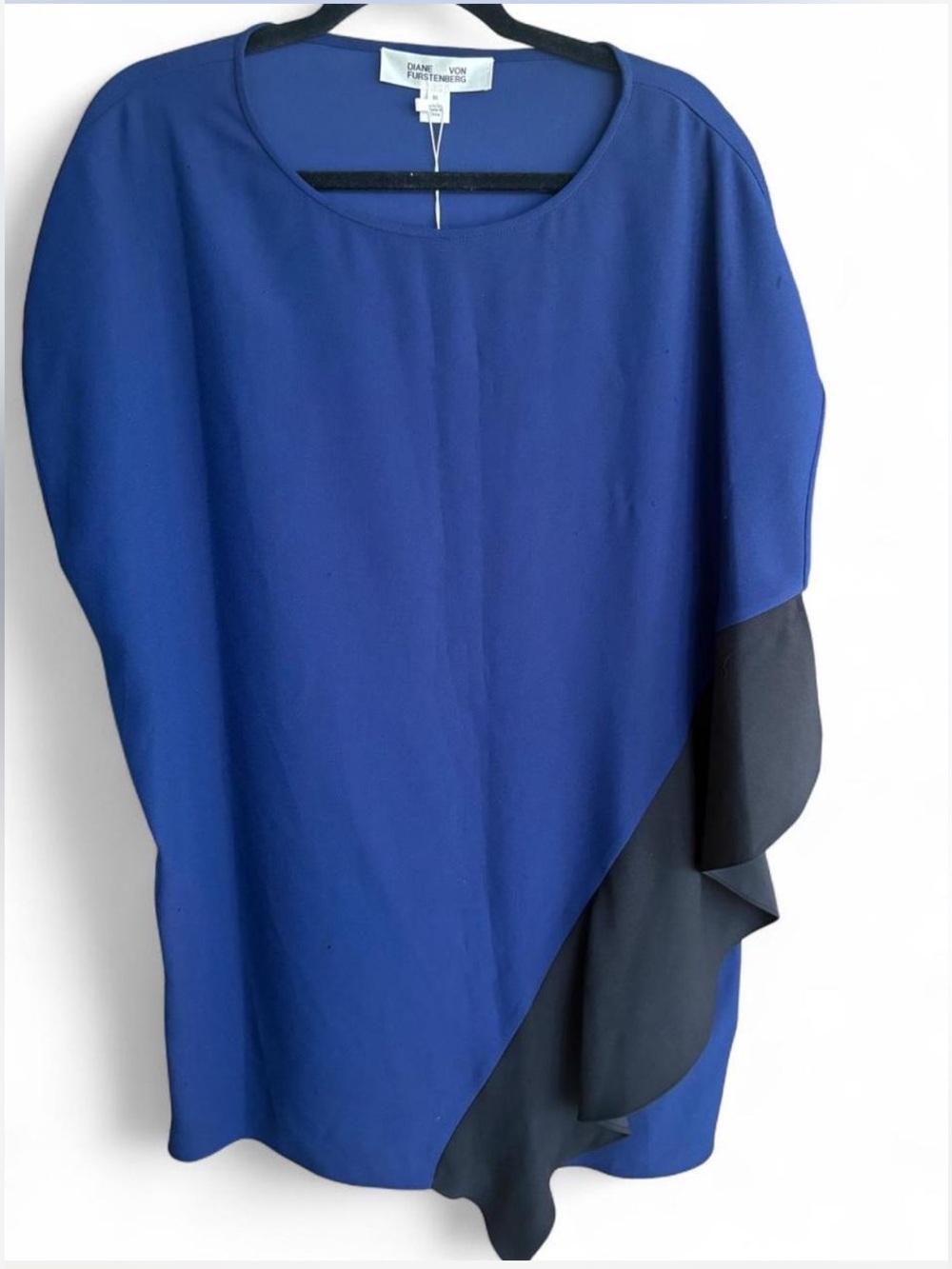Diane Von Furstenberg Navy Blue Round Neck Blouse